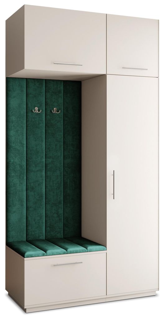 Masseno Garderobe-Set REMA 120/240/60 cm Modern Garderobenschrank Kaschmir, Veloursstoff MONOLITH 37 (Grün)