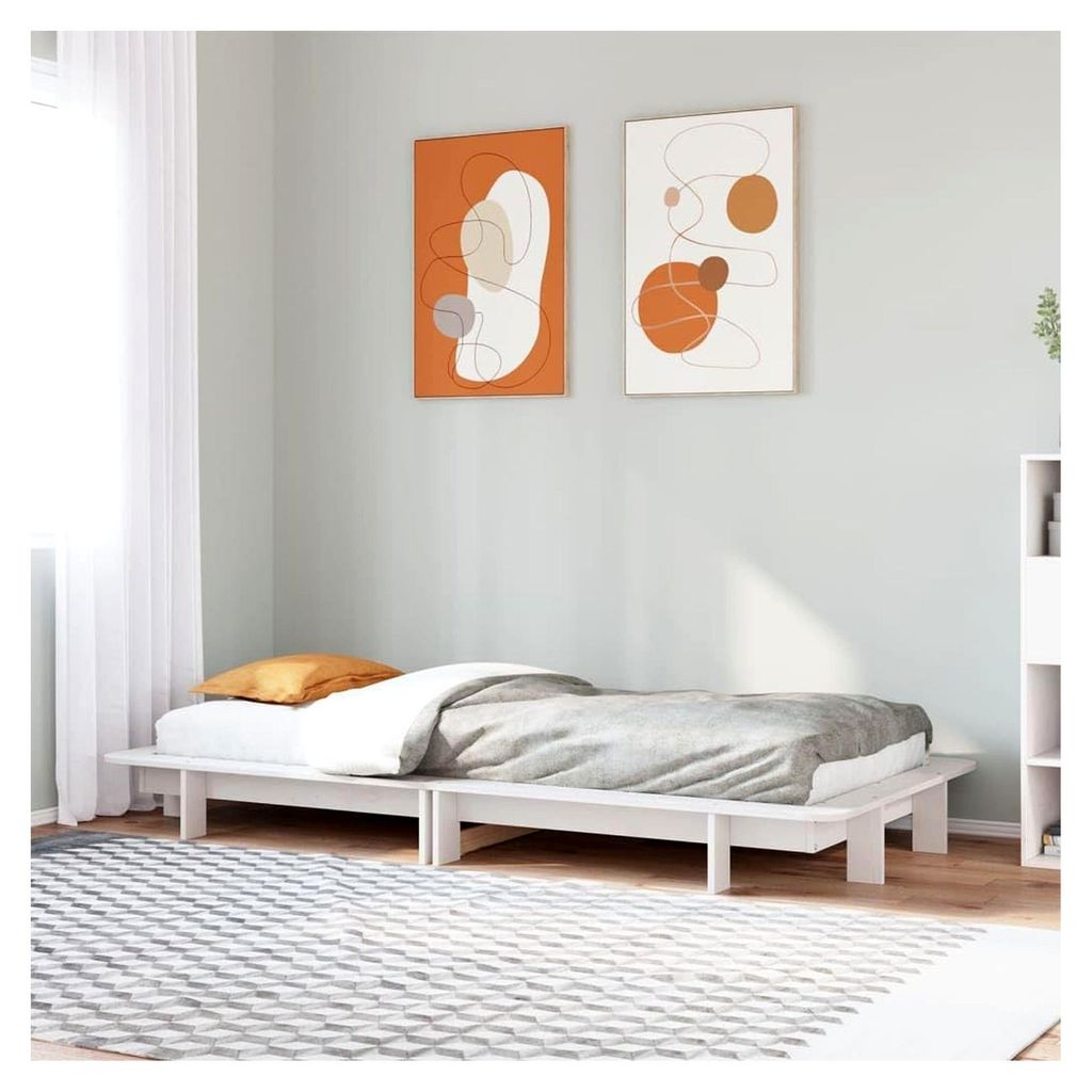 Bettgestell ohne Matratze Weiß 75x190 cm Einzelbett Massivholz Kiefer