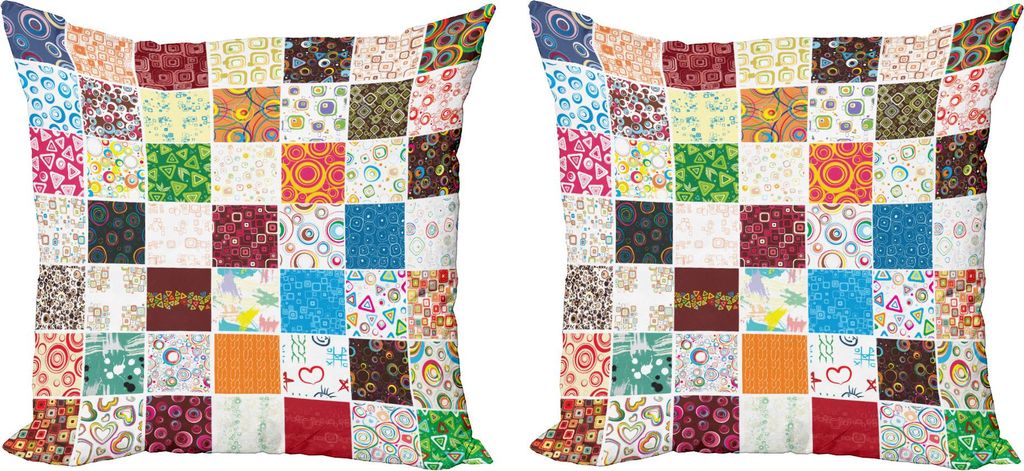 ABAKUHAUS Retro Kissenbezug Set (2Stück), Großes Patchwork Der Muster Traditionell Klassisch Altmodisch Und Festlichen, 45 x 45 cm, Mehrfarbig