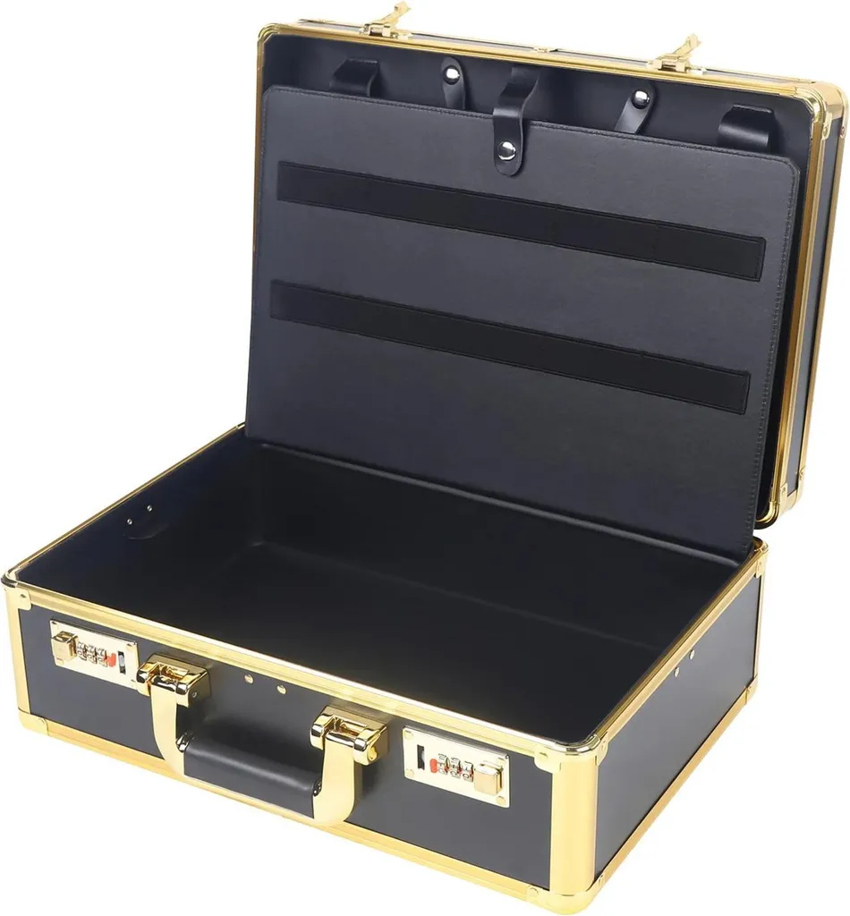 Valise cosmétique Or 40x16,5x27,5cm - Mallette maquillage double serrure