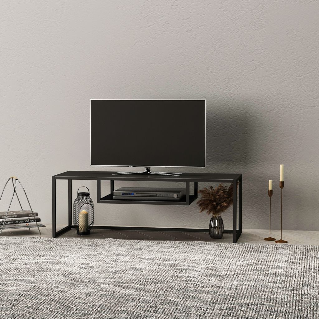 TV stolek 'Isokyrö' kovový 120 x 40 x 40 cm černý Obrázek produktu 