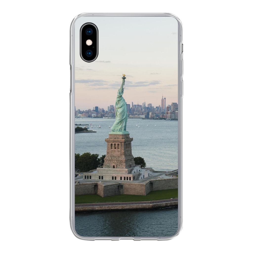 MuchoWow Handyhülle Schutzhülle Hülle für iPhone Xs New York - Freiheitsstatue - Amerika Silikon Softcase Handy Hülle - Handytasche