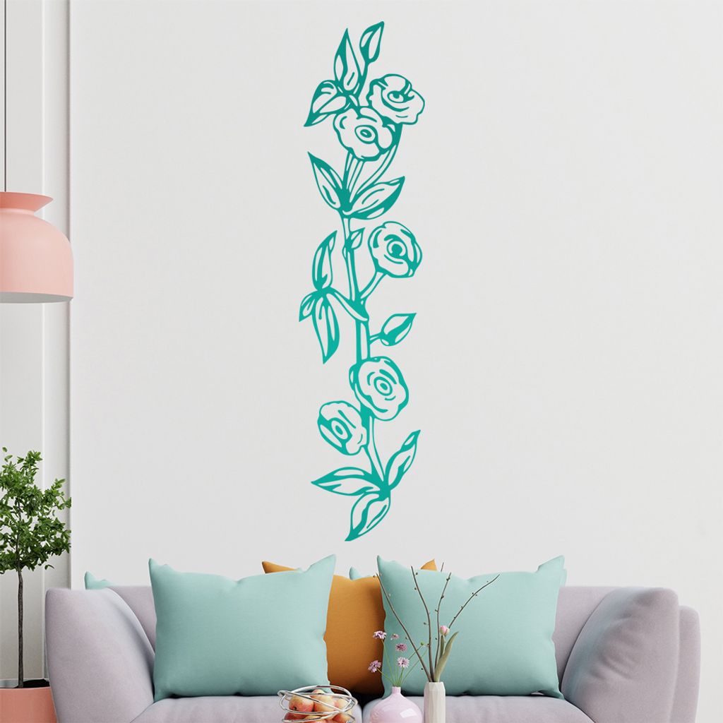 Blumen - Rose Wandtattoo in 6 Größen - Wandaufkleber Wall Sticker - Dekoration, Küche, Wohnzimmer, Schlafzimmer, Badezimmer