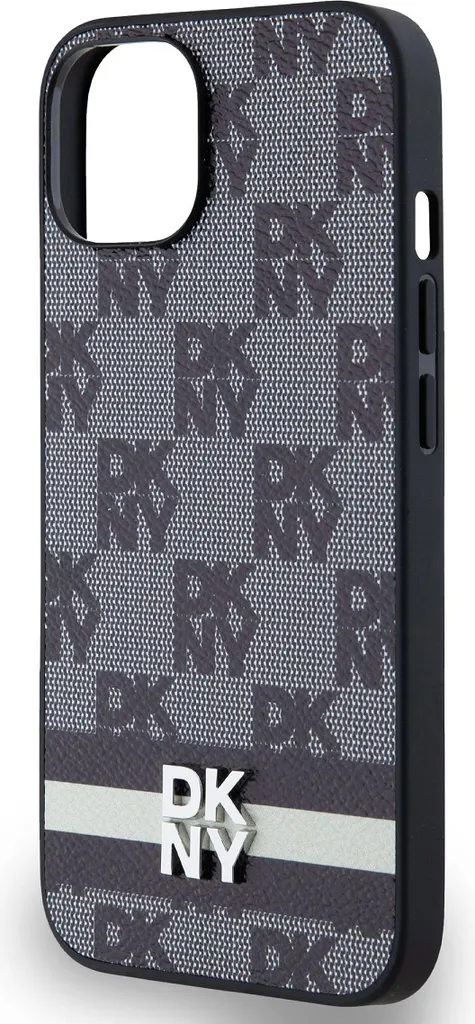 DKNY Étui iPhone 13 Noir - Coque de Luxe à Motif Logo et Rayures Chic
