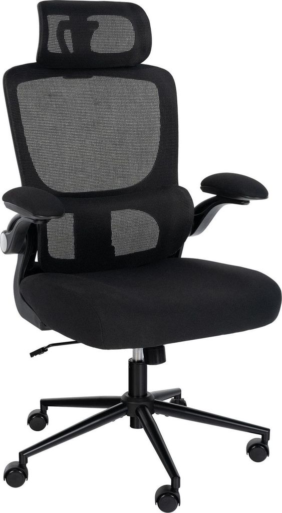 Ergonomischer Bürostuhl – Rollstuhl – verstellbarer Komfort, inklusive Lordosenstütze | Farbe: Schwarz