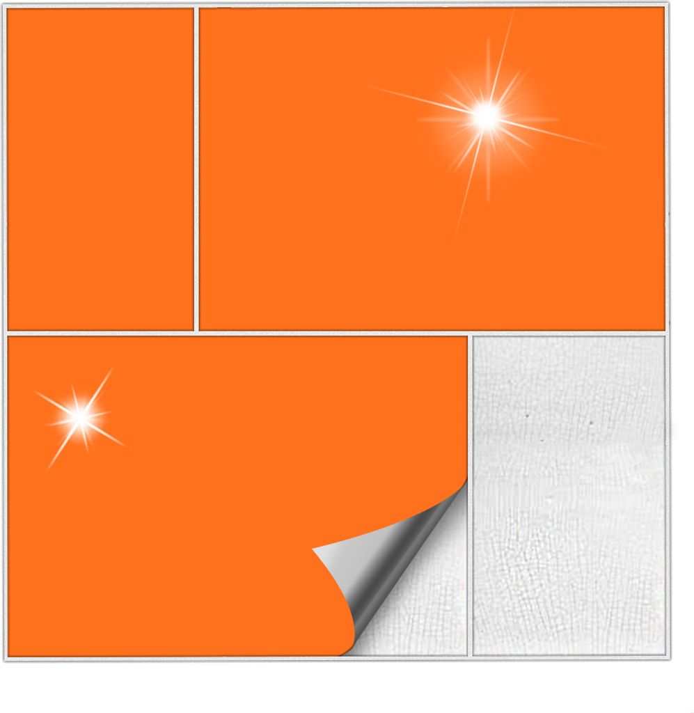 Kiwistar Fliesenaufkleber Pastellorange Glänzend - 7 x 7 cm - 25 Stück - Klebefliesen Fliesenmuster Stickerfliesen Wandfliesen überkleben