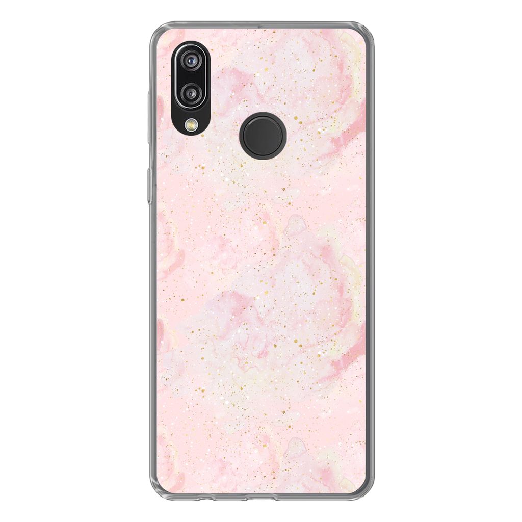 MuchoWow Handyhülle Schutzhülle Hülle für Huawei P20 Lite (2020) Marmor - Rosa - Glitter - Gold - Muster Silikon Softcase Handy Hülle - Kart...