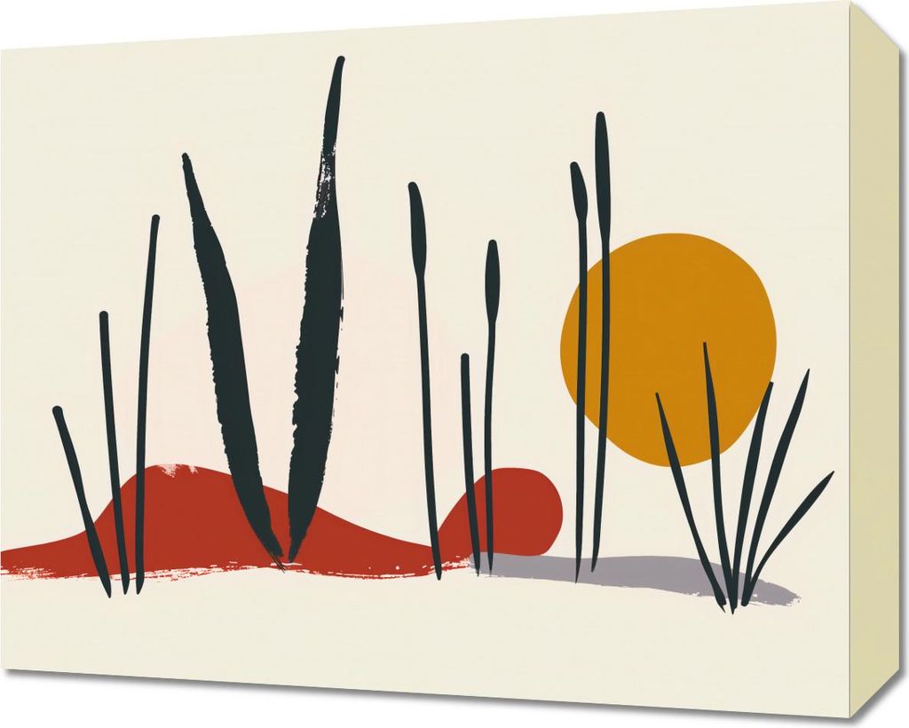 Bild 50x40cm Schilf bei Sonnenuntergang