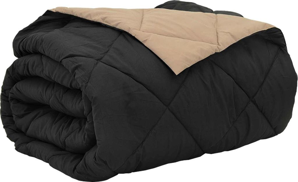 Sommerdecke Schwarz und Taupe 240 x 260 cm Mikrofaser