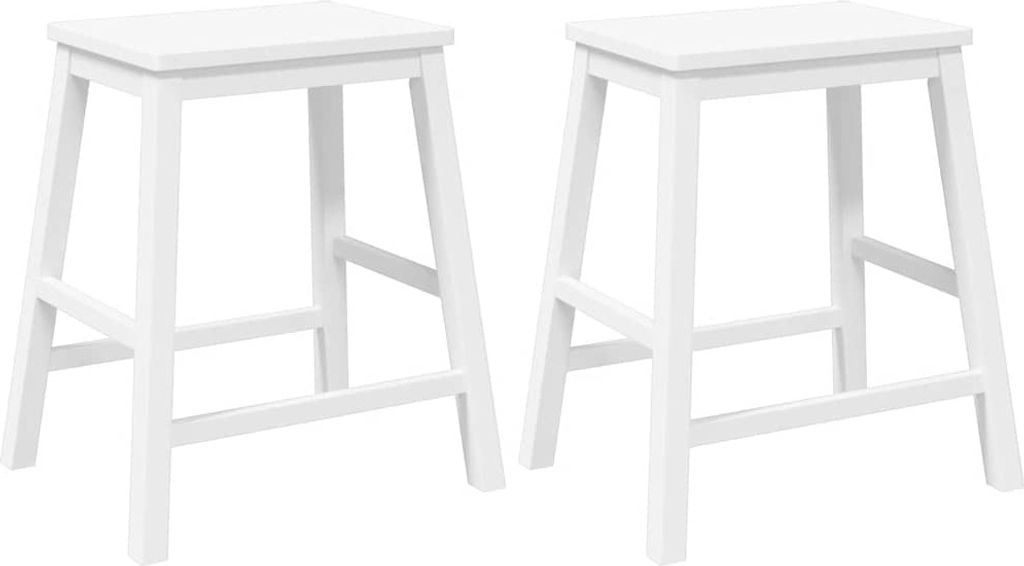 Barstühle 2 Stk. Weiß Massivholz Gummibaum