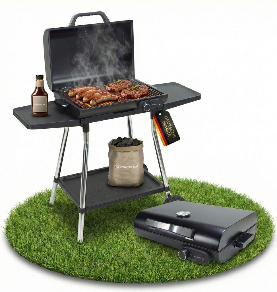 Sommertal BBQ928 2in1 Elektrogrill mit Deckel | Tischgrill Produktbild 