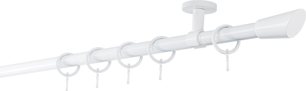 Gardinenstange auf Maß 20mm Rag 1-lauf Deckenträger 4cm Größe: 250cm, Farbvariante: Weiß