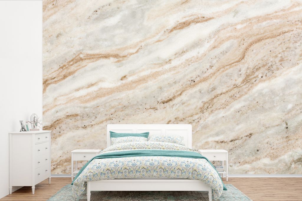 MuchoWow Fototapete für Wohnzimmer oder Schlafzimmer Wandtapete Vinyl Motivtapete Marmor - Steine - Quarz - Textur - 360x240 cm - Vinyl-Tapete