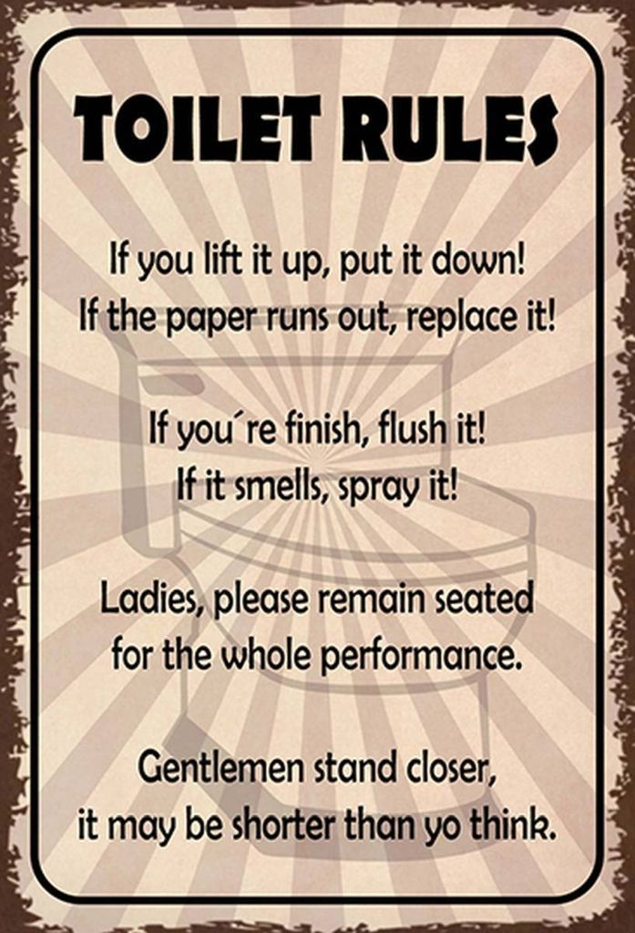 vianmo Holzschild 30x20 cm Toilet Rules if you lift it up