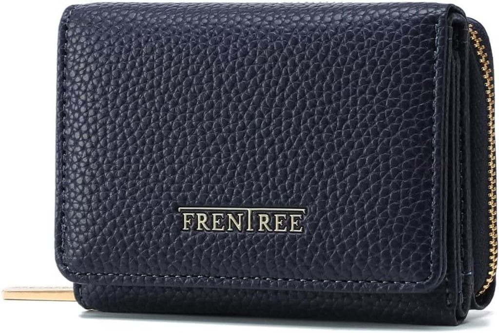 Frentree Damen Geldbörse mit Reißverschluss, kompakte Brieftasche mit 8 Kartenfächern, Schein- & Dokumentenfach, elegantes Portemonnaie für Alltag