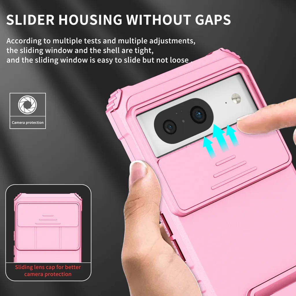Custodia Rosa Google Pixel 8 Antiurto Elegante con Kickstand - 2