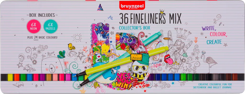 Bruynzeel feutres de coloriage pointe fine, boîte de 36 pièces multicolores