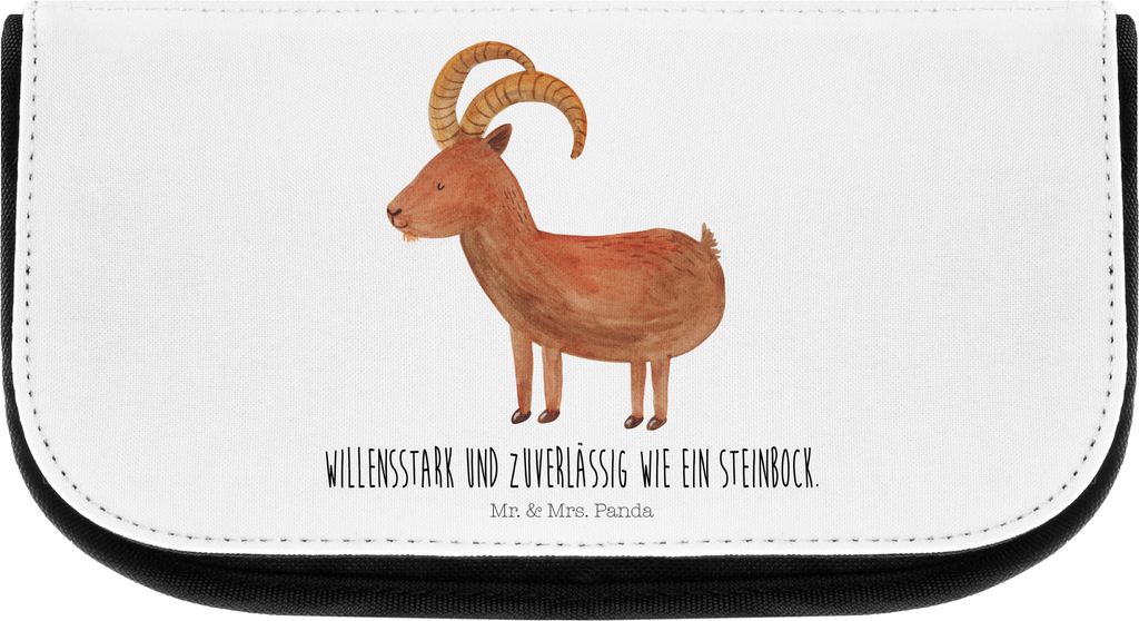 Mr. & Mrs. Panda Waschtasche Sternzeichen Steinbock - Weiß - Geschenk, Geburtstag Januar, Schminktasche, Ziege, Kosmetikbeutel, Dezember, kulturt...