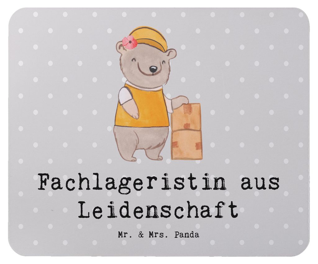Mr. & Mrs. Panda Mouse Pad Fachlageristin Leidenschaft - Grau Pastell - Geschenk, Ausbildung, Lustig, Mauspad, Witzig, Spruch, Mousepad, pc mausunt...