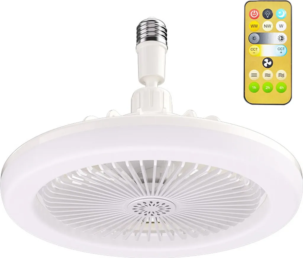 Offerta Ventilatore LED Soffitto E27 3 Velocità Bianco Telecomando - 1