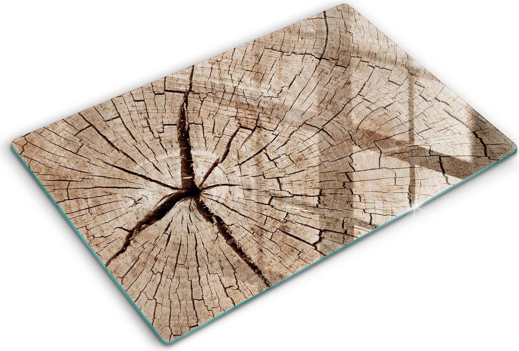 Glasschneideplatte - Herdabdeckplatte - 80x52 cm -Schneidebrett - Spritzschutz -Baum