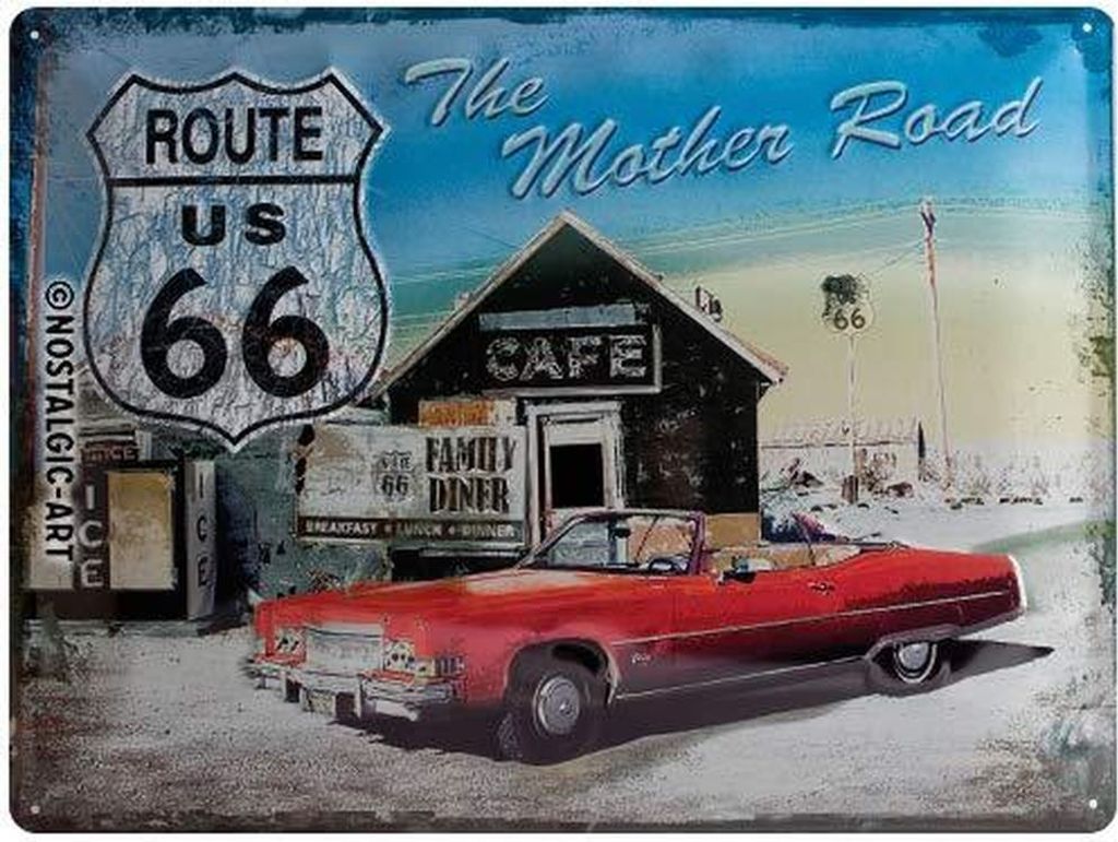 Nostalgic-Art - Blechschild 30 x 40 cm - US Highways - Route 66 The Mother Road