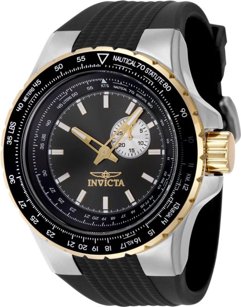 Invicta Aviator 49718 Herren uhr - Wasserdicht - Analog - Quarzuhrwerk - Edelstahl mit grauen zifferblat - 50mm