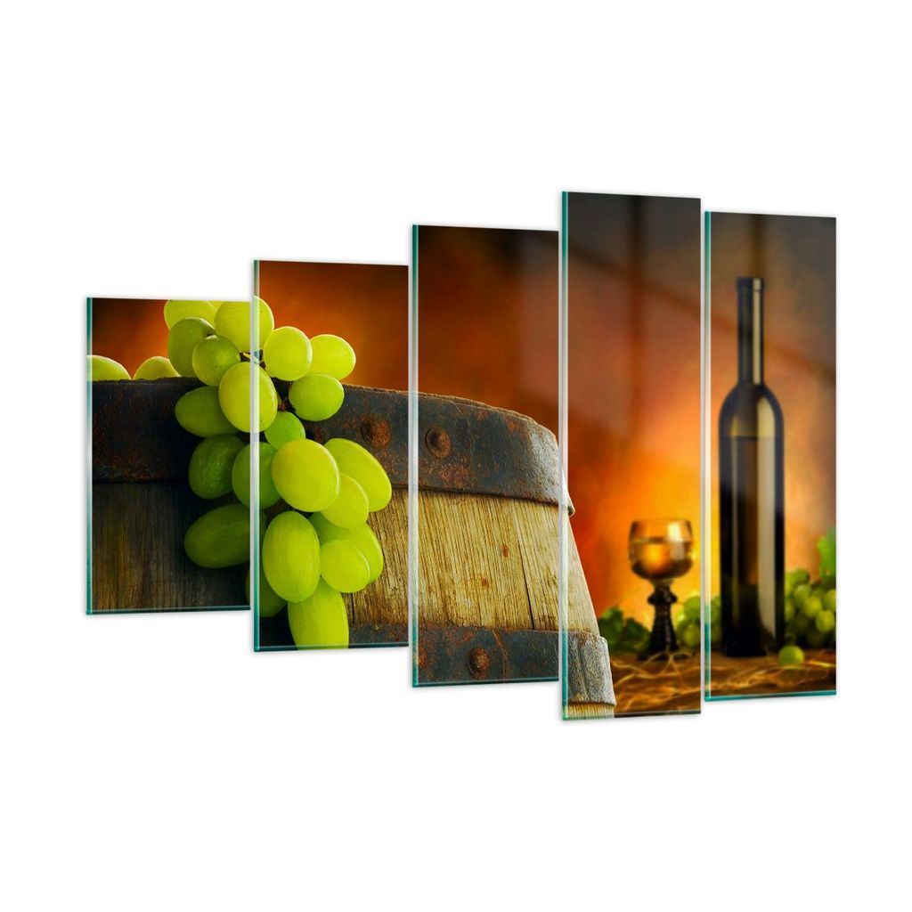 Bilder auf glas - Landwirtschaft Alkohol Fass Tasse - 150x100cm - Glasbilder - Wandbilder - Kunstdruck - Wanddekoration aus Glas - Glas Bilder - Wa...
