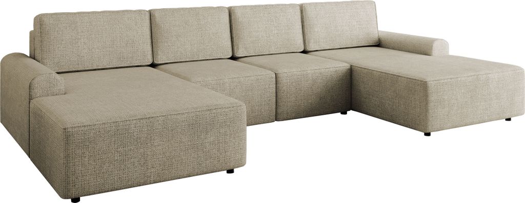 MIRJAN24 Wohnlandschaft Bella XL, Wohnzimmer U-Form, Seite Universal, Ecksofa mit Schlaffunktion und Bettkasten (Farbe: Sierra 744)