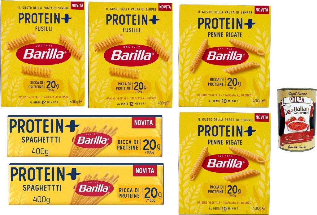 Barilla Protein +, Testpaket, High protein, Italienische Hartweizennudeln, 6 Packungen à 400g, Pasta aus 100% italienischem Hartweizen, + Italian ...