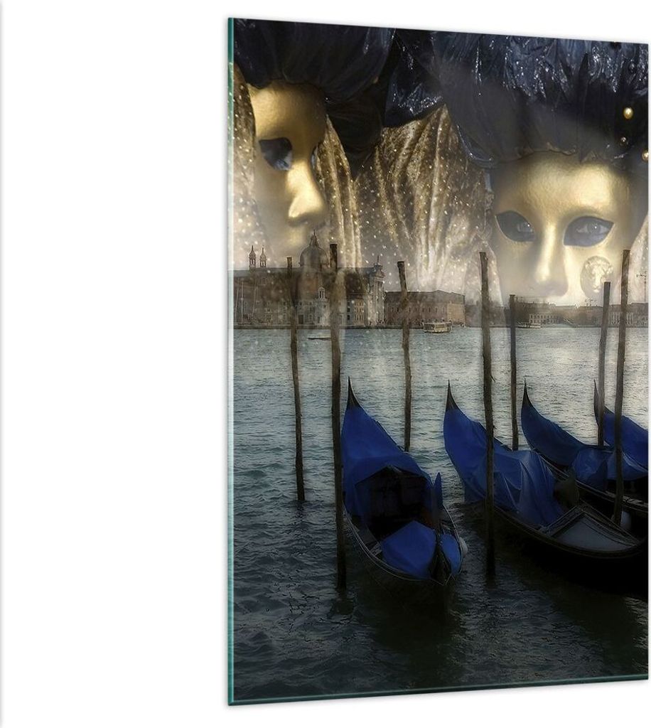 Bilder auf glas - Einteilig - Gondel Wasser Kanal - 80x120cm - Glasbilder - Wandbilder - Bilder - zum Aufhängen bereit - Wanddekoration aus Glas -...