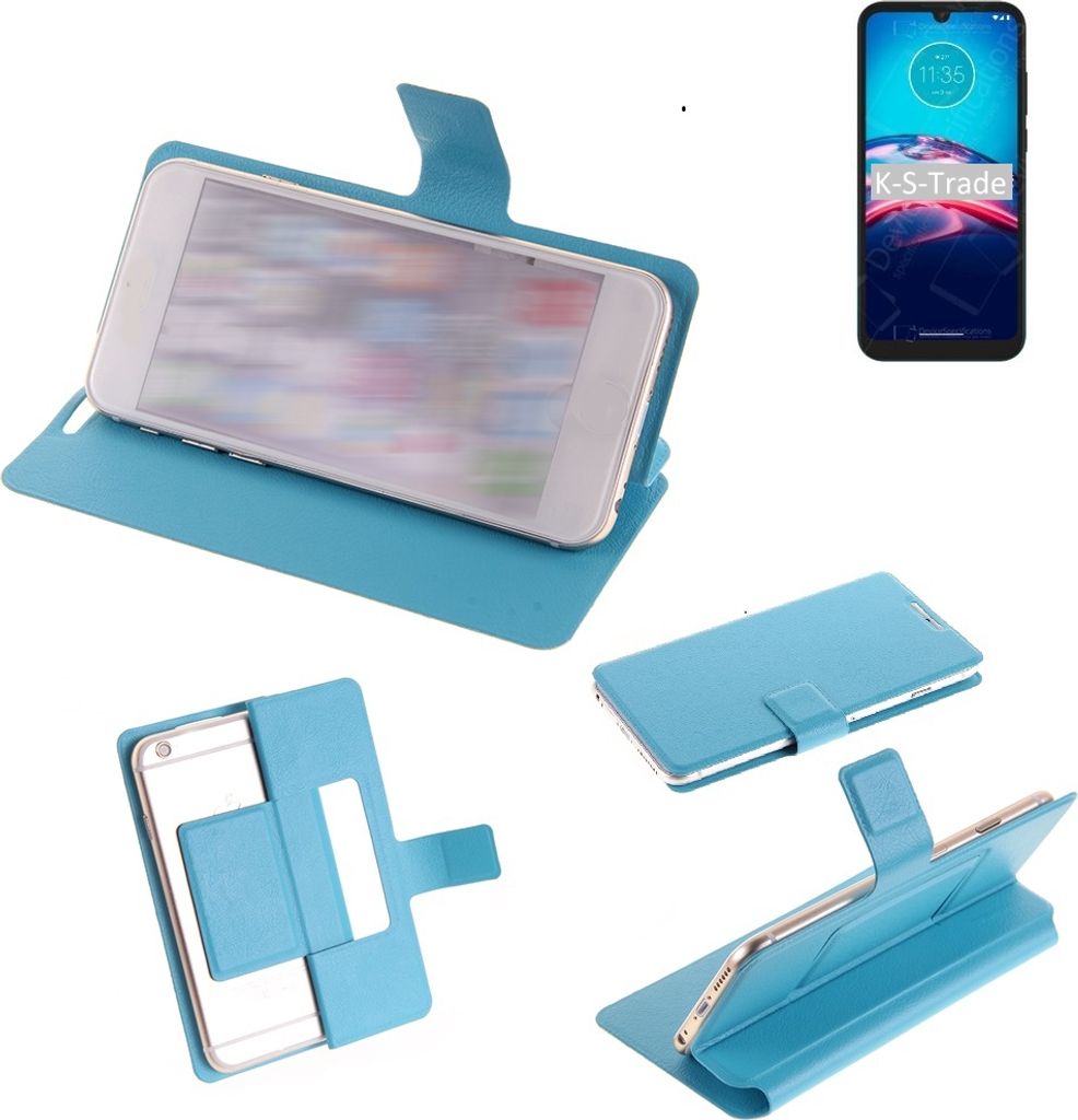 K-S-Trade Schutzhülle Handyhülle kompatibel mit Motorola Moto E6S 2020 Flip cover Handy case Smartphone Klapphülle blau
