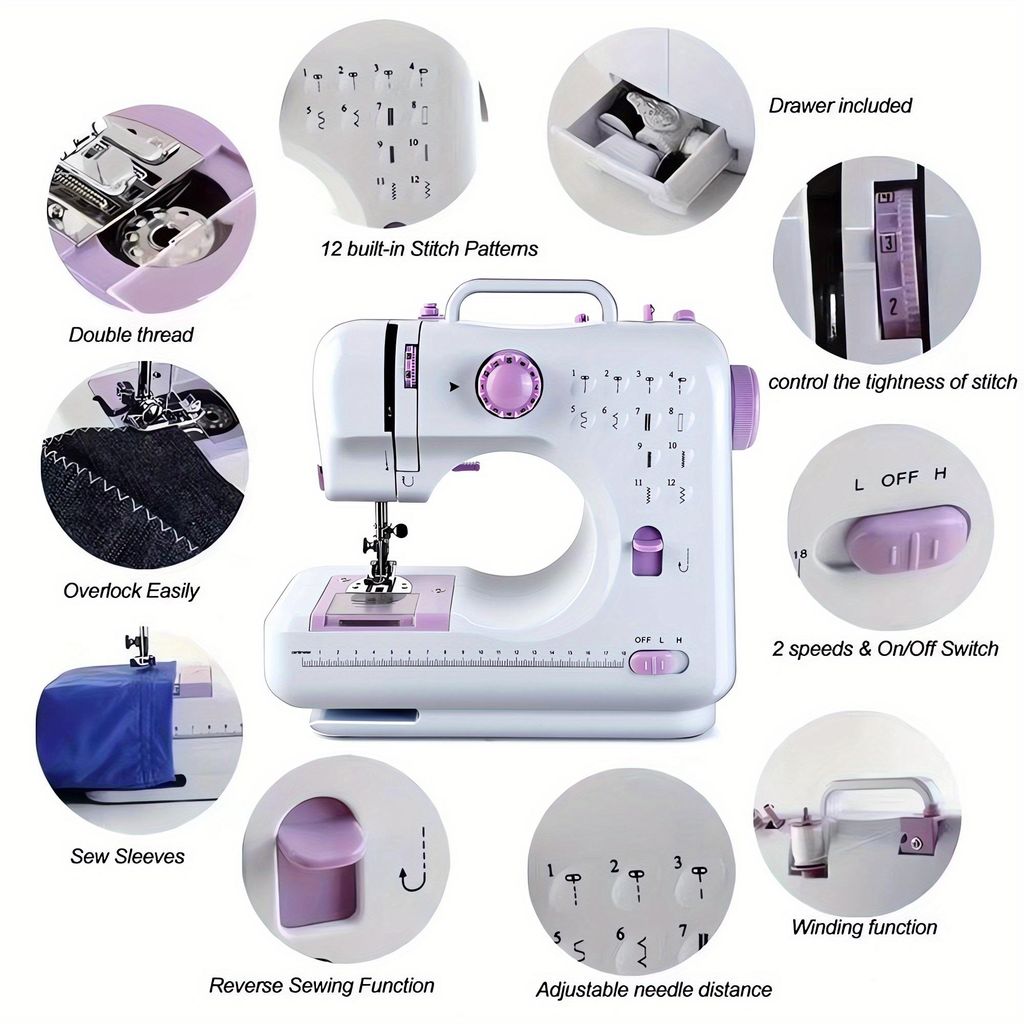 Nähmaschine für Kinder und Anfänger, 12 Stichmuster, Mini Produktbild 