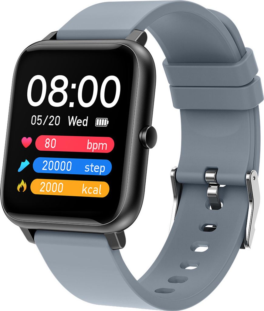 Wasserdichte Fitness Armband P22 Smart Uhr für Männer Frauen Sport Uhr Schrittzähler für Walking Herz Rate Monitor Blutdruck, grau