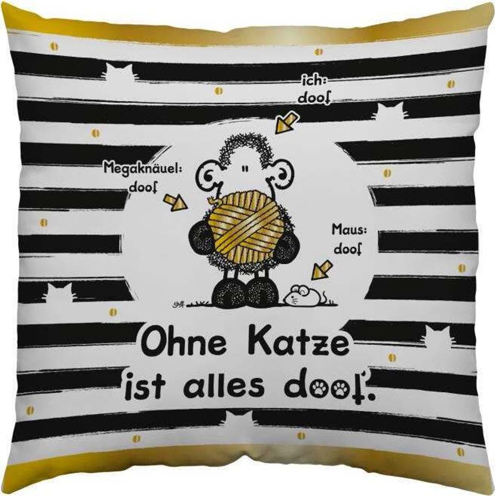sheepworld 45992 Baumwoll Katze ist alles doof, 30 cm x 30 Produktbild 