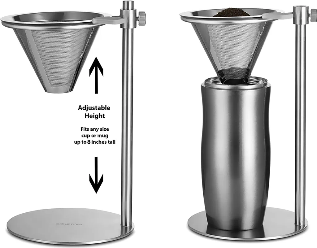 Station de café goutte à goutte manuelle Inox avec support ajustable