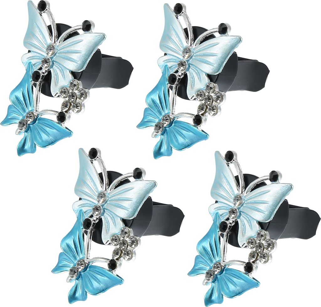 4 Stück Auto Klimaanlage Schmetterlingsform Clip Auslassventil Blau