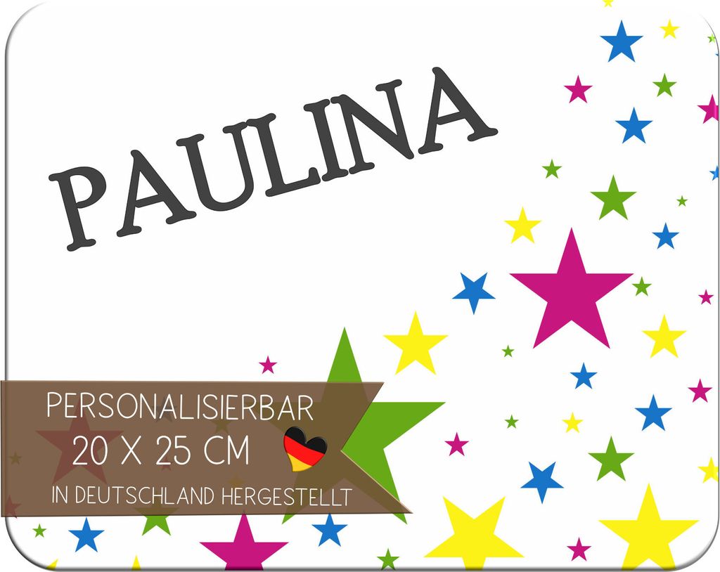 Kinder Frühstücksbrettchen Sterne mit Name personalisiert, Kunststoff, 20x25 cm