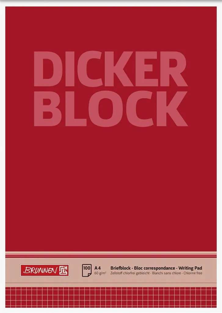 Bloc de Papier A4 Quadrillé BRUNNEN 100 Pages - Pack Éco pour Fournitures