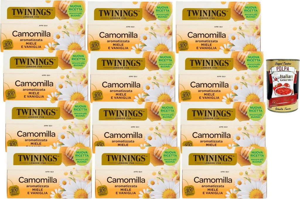 Italian Gourmet Kamillentee mit Honig & Vanille Aroma – 12x 20 Teebeutel (240 Beutel) je 30 g Vorratspack, mild & aromatisch, ideal für Abend, E...