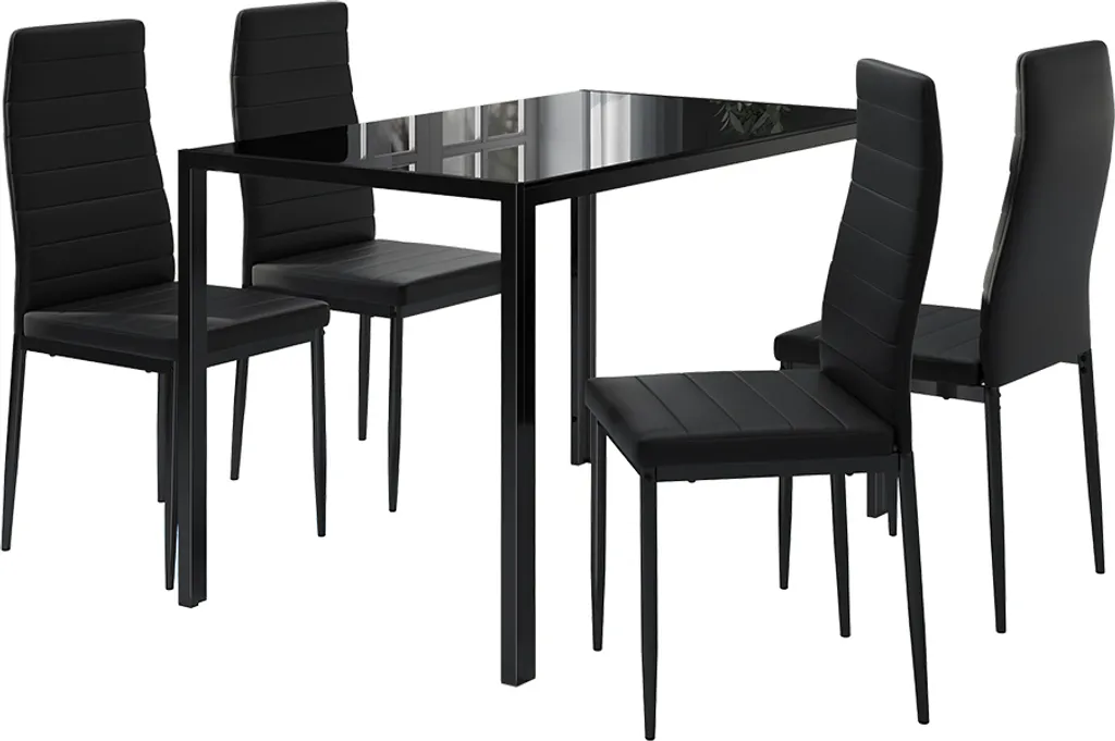 Ensemble table de cuisine noire 120 cm et 4 chaises - Vicco Grand Set