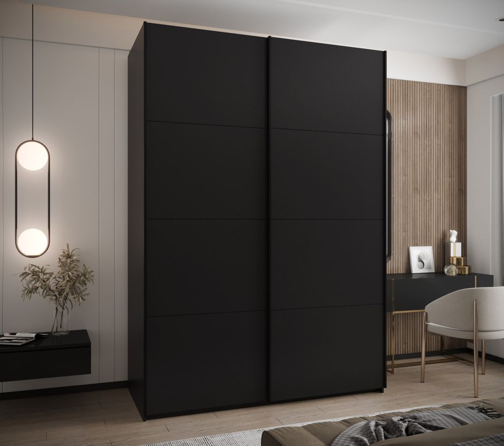 Zweitüriger Kleiderschrank SAMARA 1 - 180 cm, schwarz/schwarz