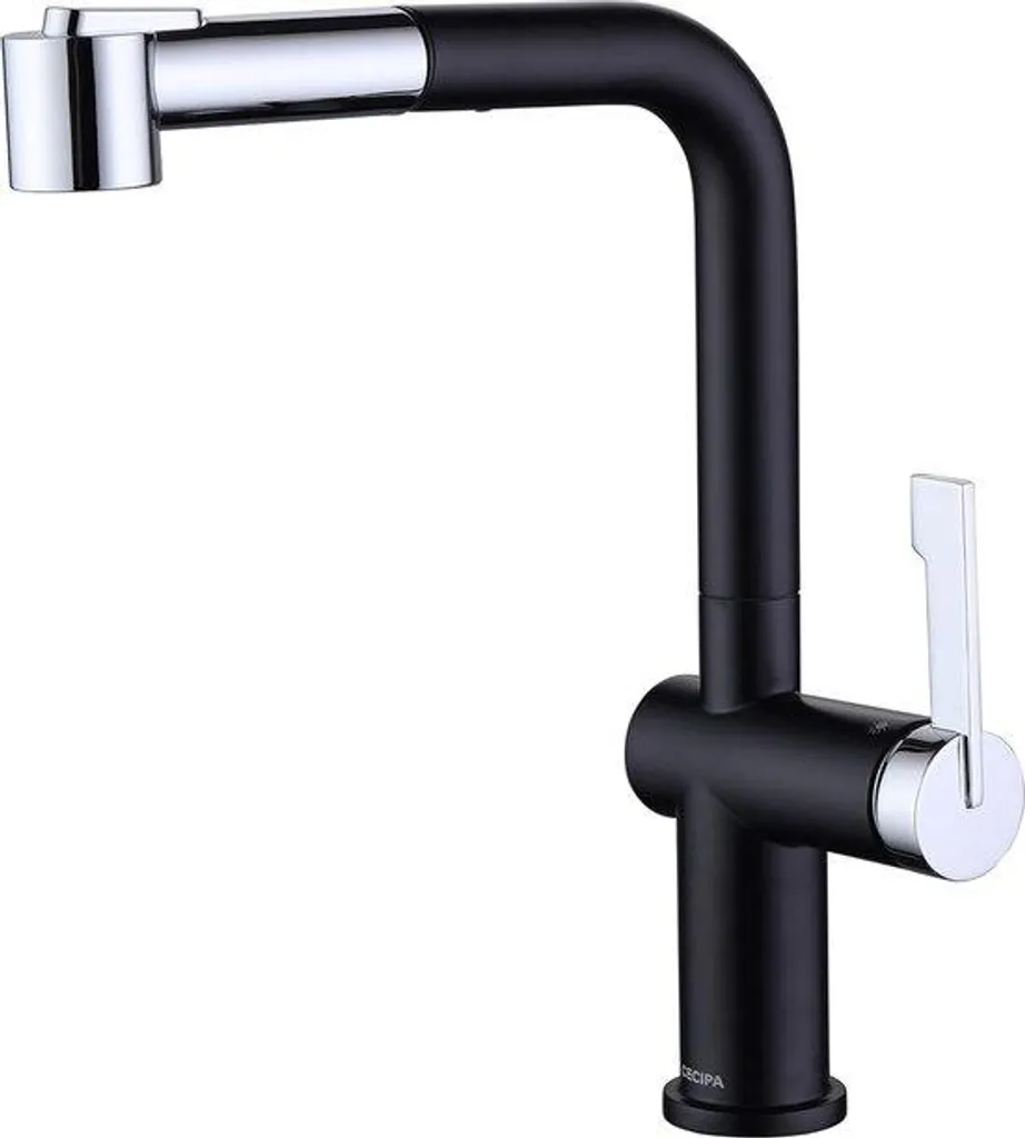 Robinet de cuisine extractible idéal pour grand évier noir et chrome