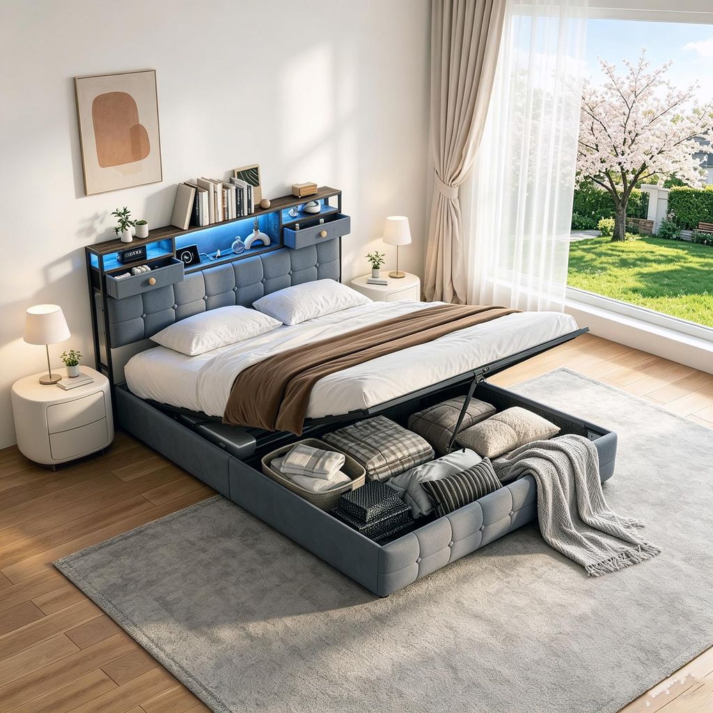 INONEFT Boxspringbett Polsterbett 140x200 mit LED und Produktbild 