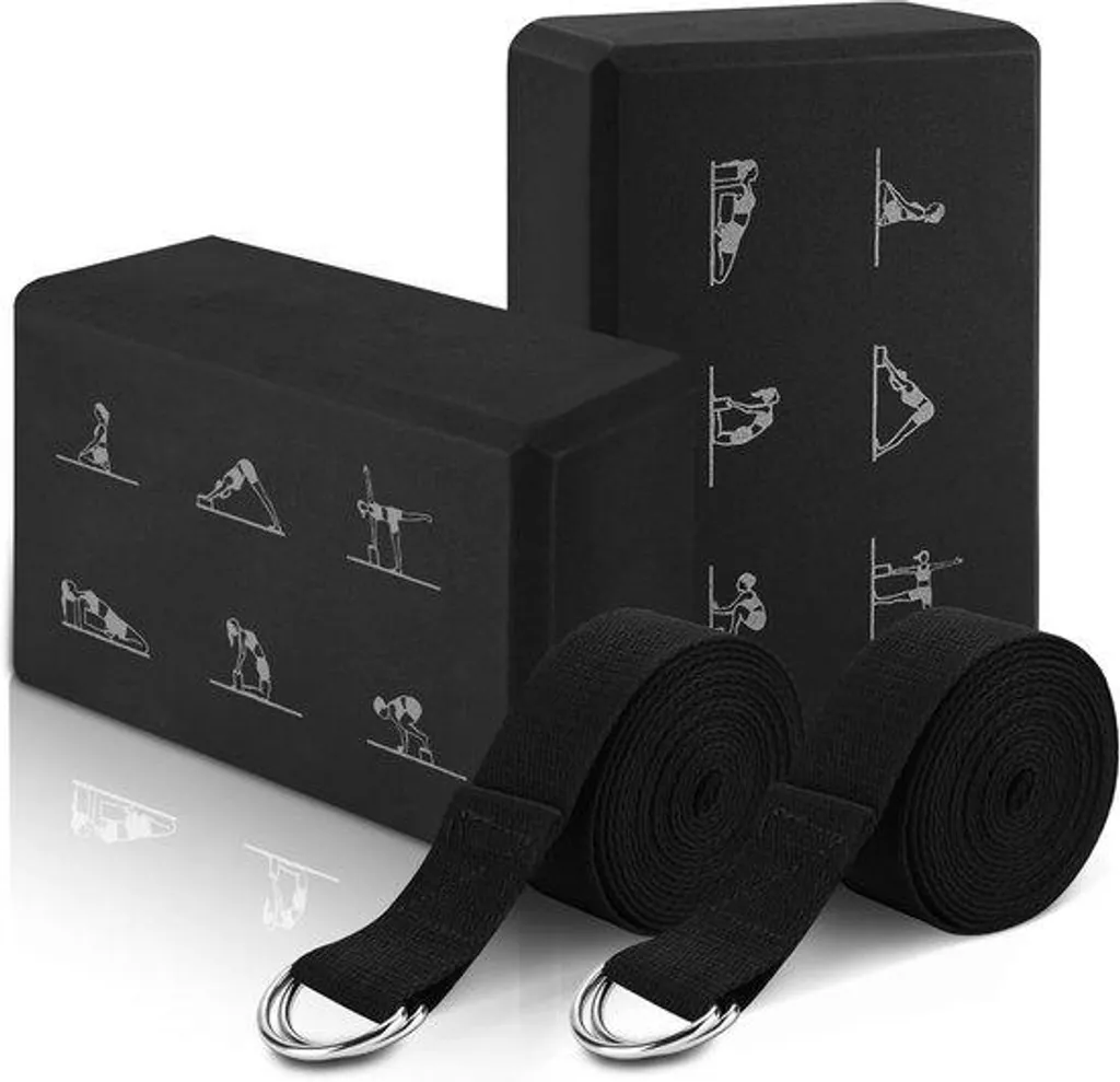 Kit yoga pour étirements et souplesse avec blocs et sangle de maintien