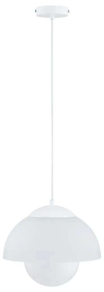 Suspension SETNA blanche par Alfa avec abat-jour cache-lumière E27