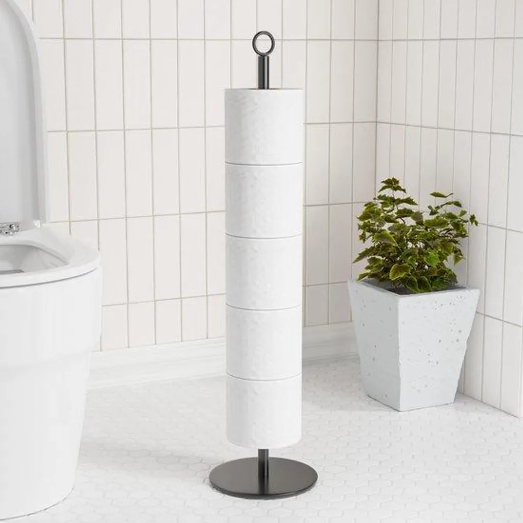 Porte-rouleaux de papier toilette en acier inox avec réserve de 5 rouleaux