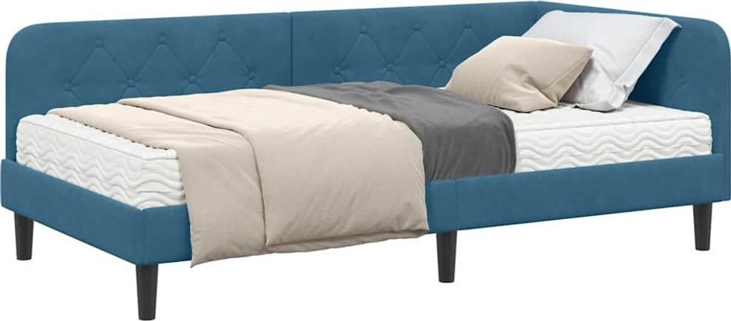 Eckbettgestell Blau 100 x 200 cm Samt