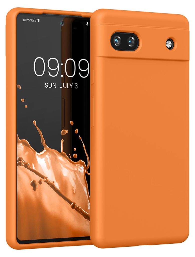 kwmobile Handyhülle für Google Pixel 6a Hülle, für Pixel 6a Case - Hülle Silikon - kabelloses Laden - Fruity Orange