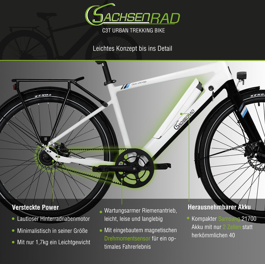 SachsenRAD E-Bike Allrounder Urban Trekking EBike C3T mit Produktbild 11